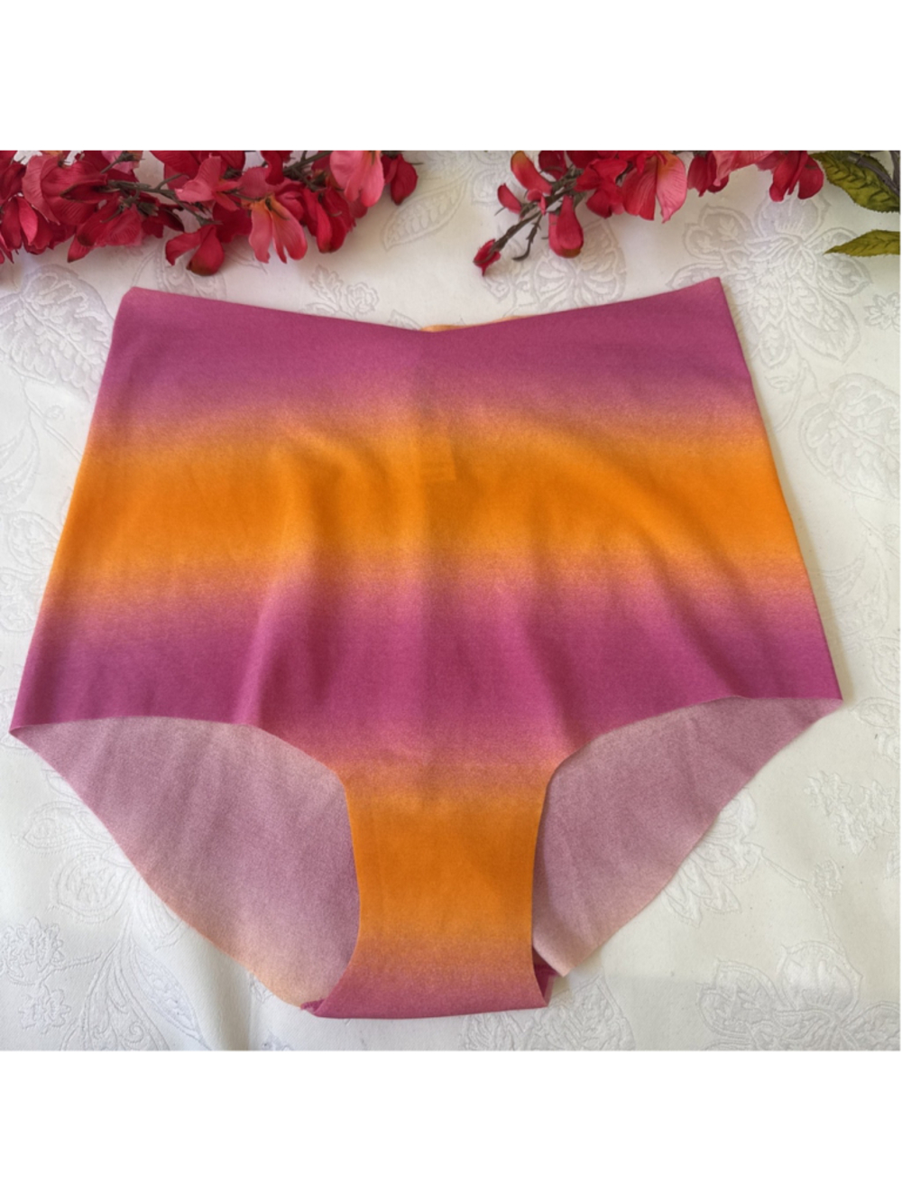 VICTORIA'S SECRET S ORANGE PURPLE SEAMLESS HIGH RISE BRIEF SLIP PANTIES NWT